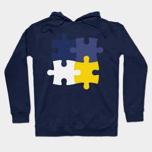 An endless stream of white, yellow, navy, and purple jigsaws Hoodie